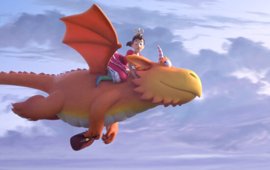 Princess Pearl and Zog flying